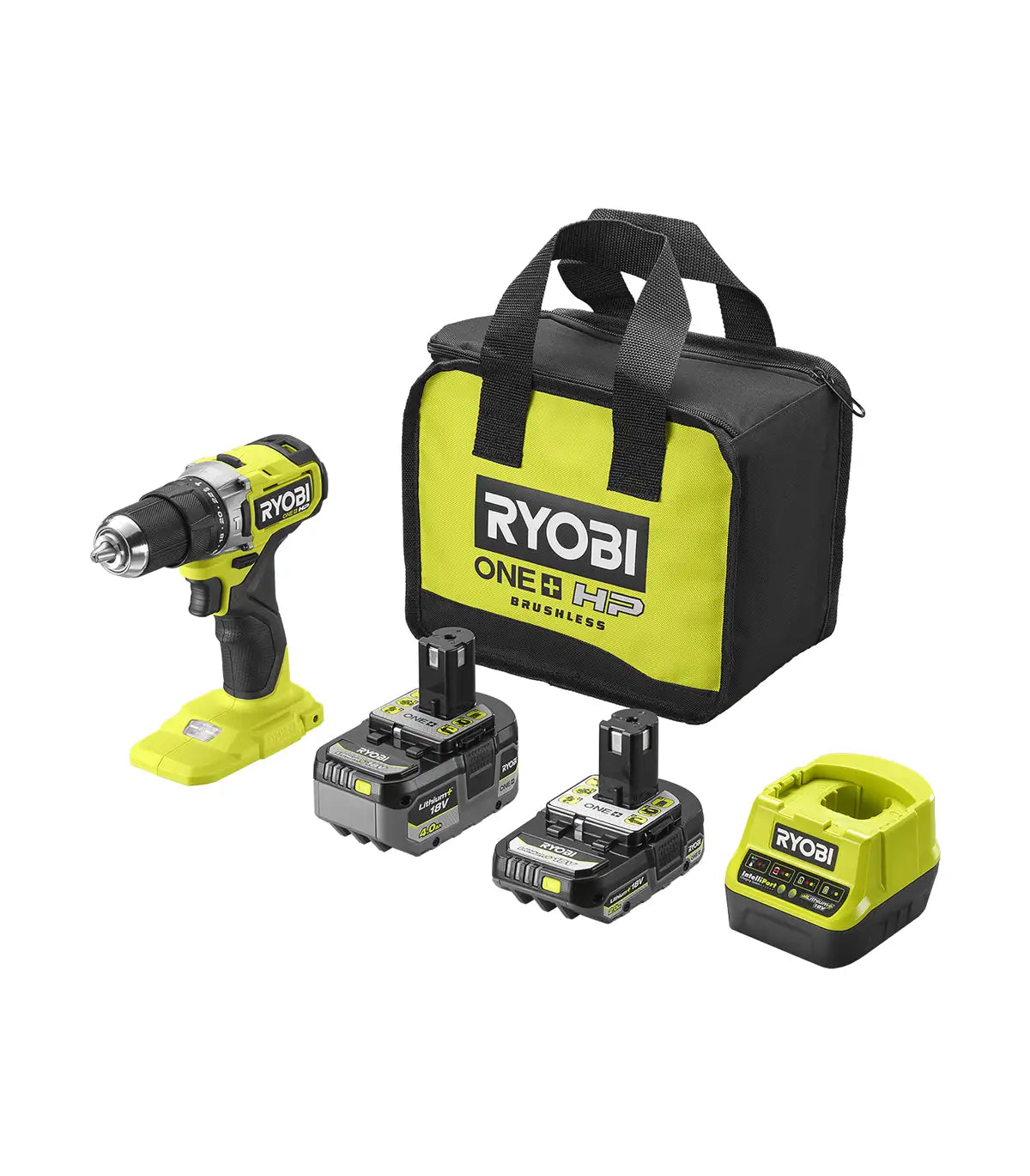 Ryobi – Akumulatorska udarna bušilica – odvijač u setu sa dvije baterije, punjačem i torbom BRUSHLESS 18 V RPD18C-242S Aku bušilice, odvijači i čekići