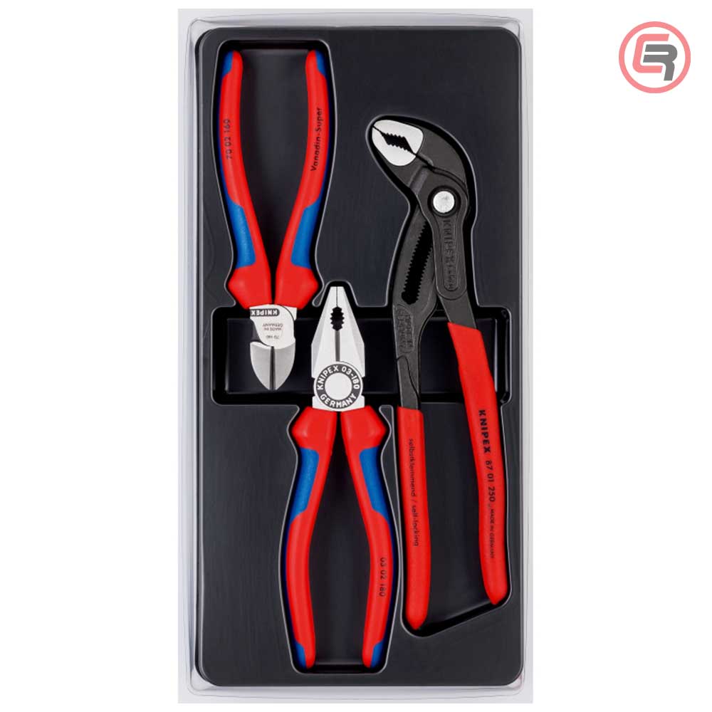 Knipex Set Kliješta Kombinovana + Sječice + Papagajke Cobra / 3 dijelni – 00 20 09 V01 by Knipex 00 20 09 V01 Garniture /