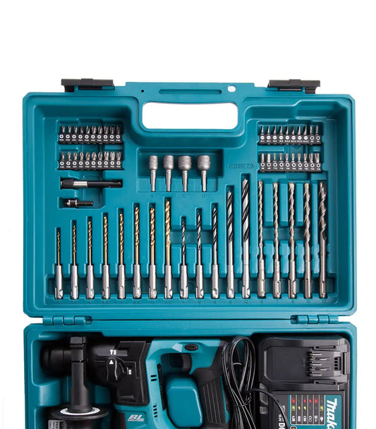 Makita – Akumulatorska bušilica čekić + SET PRIBORA SDS Plus HR166DWAE1 Aku bušilice, odvijači i čekići