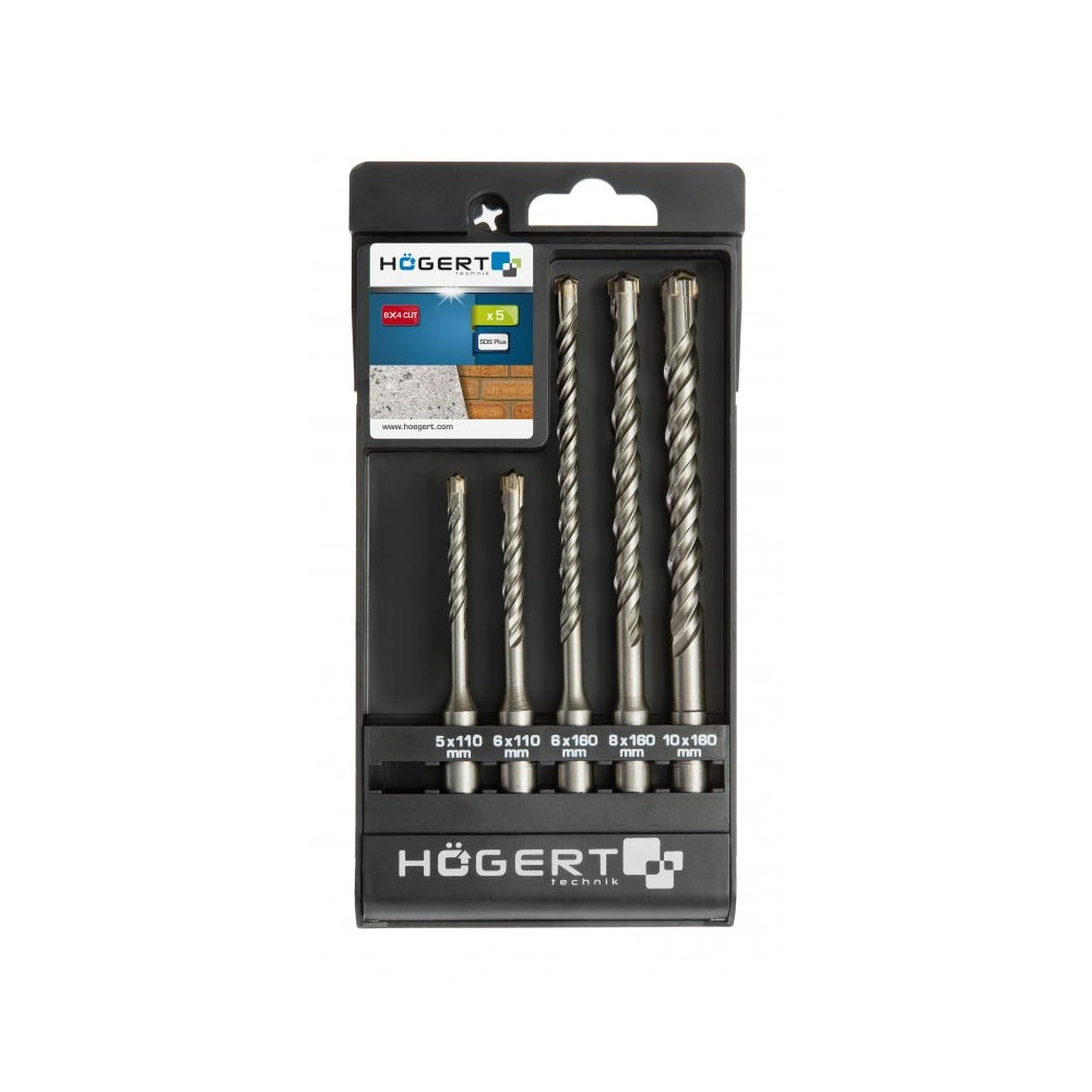HOEGERT 5-dijelni set burgija za beton 5.0-10mm SDS-PLUS BX4 HT6D370 - Hoegert - HT6D370 - Pribor za elektro alate > Pribor