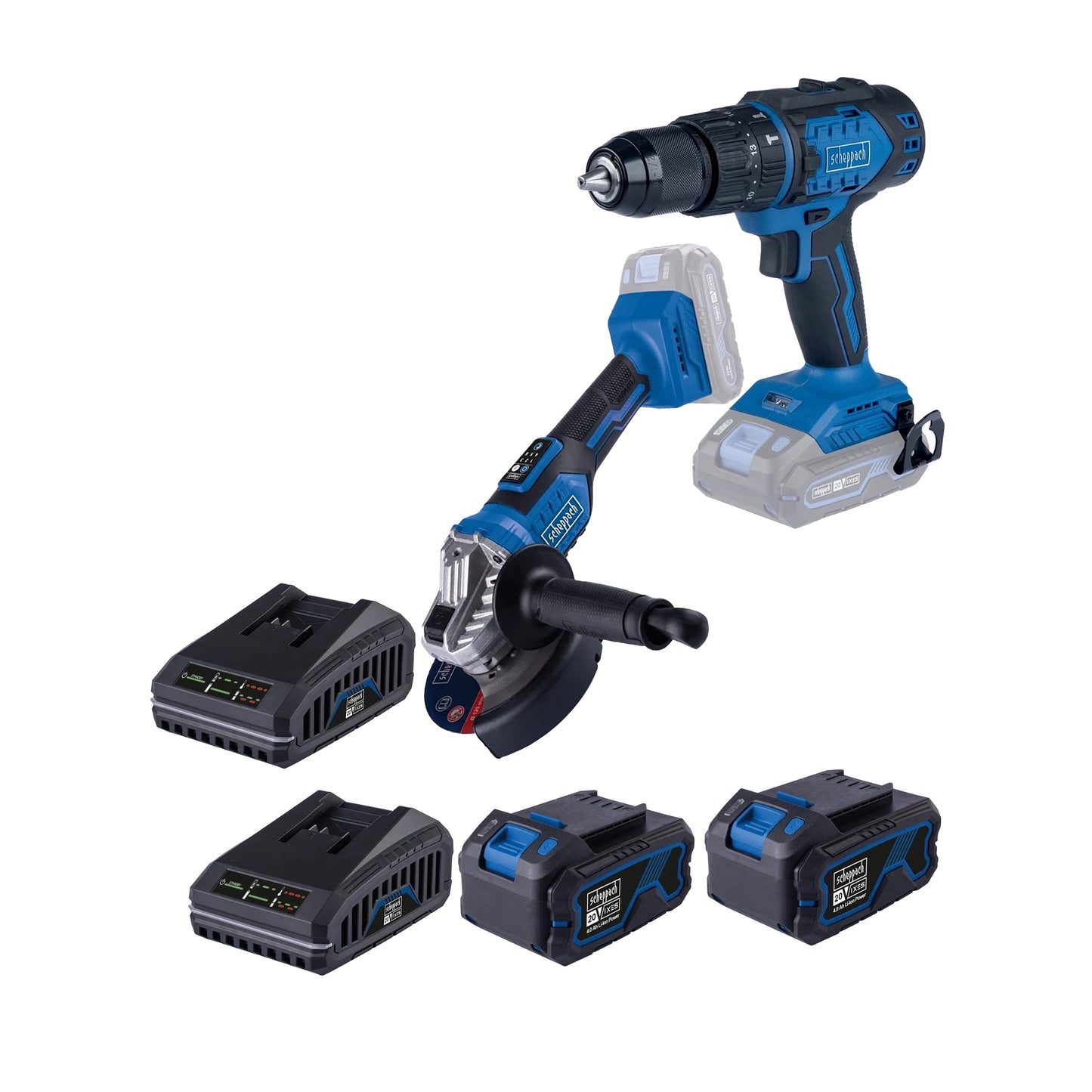 Scheppach aku set udarni odvijač i aku ugaona brusilica Brushless XSS4-2 - Scheppach - XSS4-2 - Akumulatorski alati > Aku