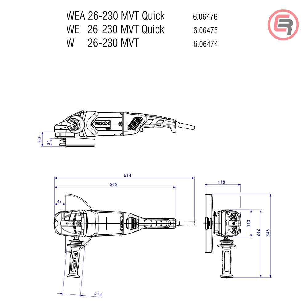Metabo Brusilica WE 26-230 MVT Quick Kutna 230 mm / 2.600 W – 606475000 by Metabo 606475000 Kutne Brusilice - detalj 5