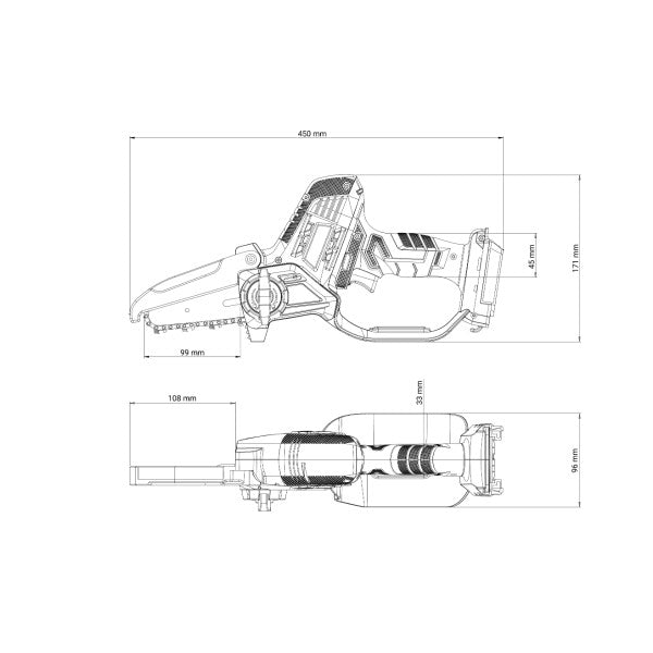 Fuse akumulatorska lančana testera Villager VBT 0520 -1BCB - Fuse testere - SKU 081255