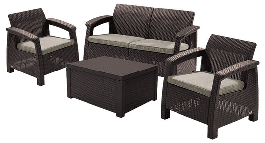 Set Corfu II sa jastucima antracit/smeđa Svi proizvodi, Baštenski namještaj