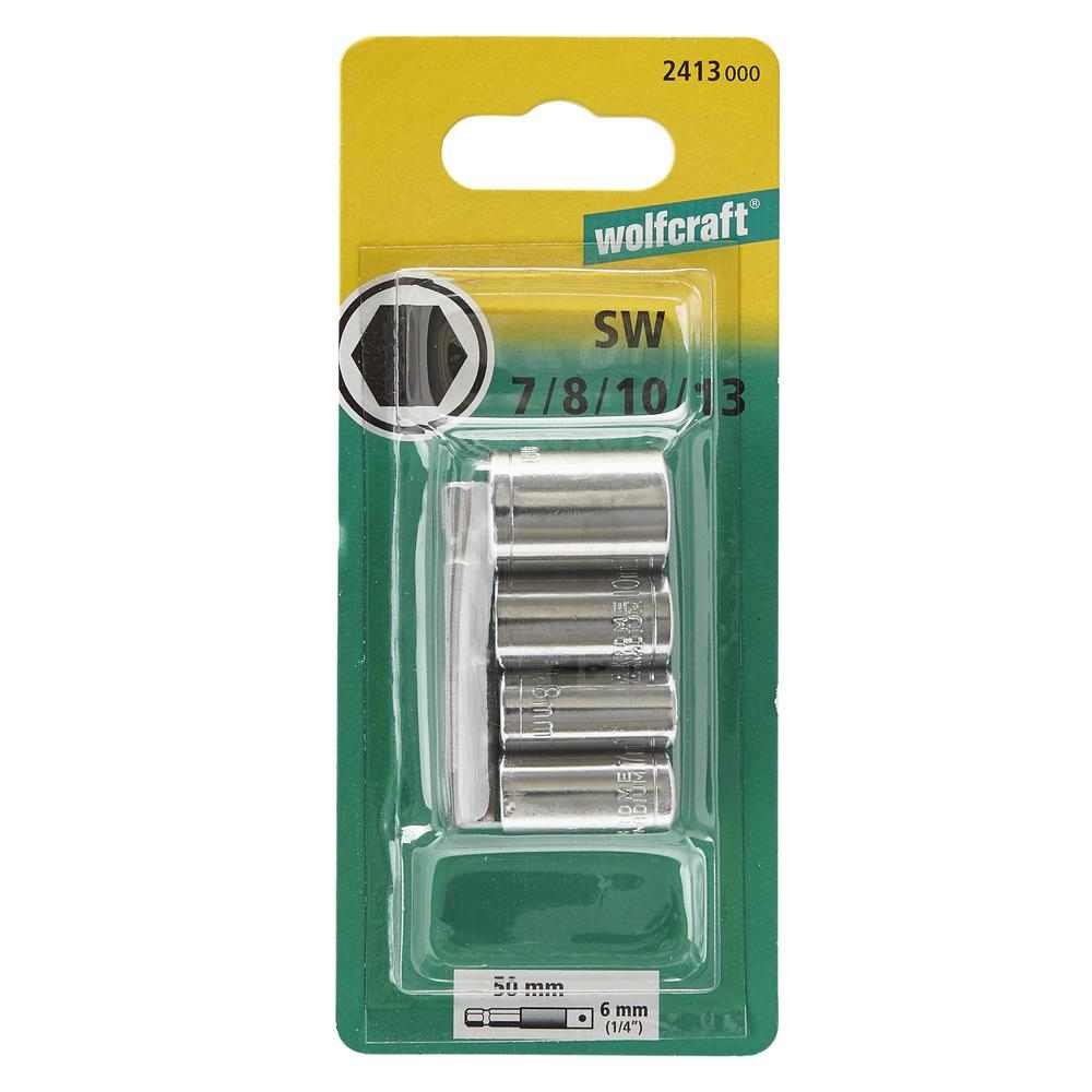 Wolfcraft Set Nasadnih Ključeva 1/4″ SW 7/8/10/13mm + Adapter / 5 dijelni – 2413000 by Wolfcraft 2413000 Bitovi, Adapteri