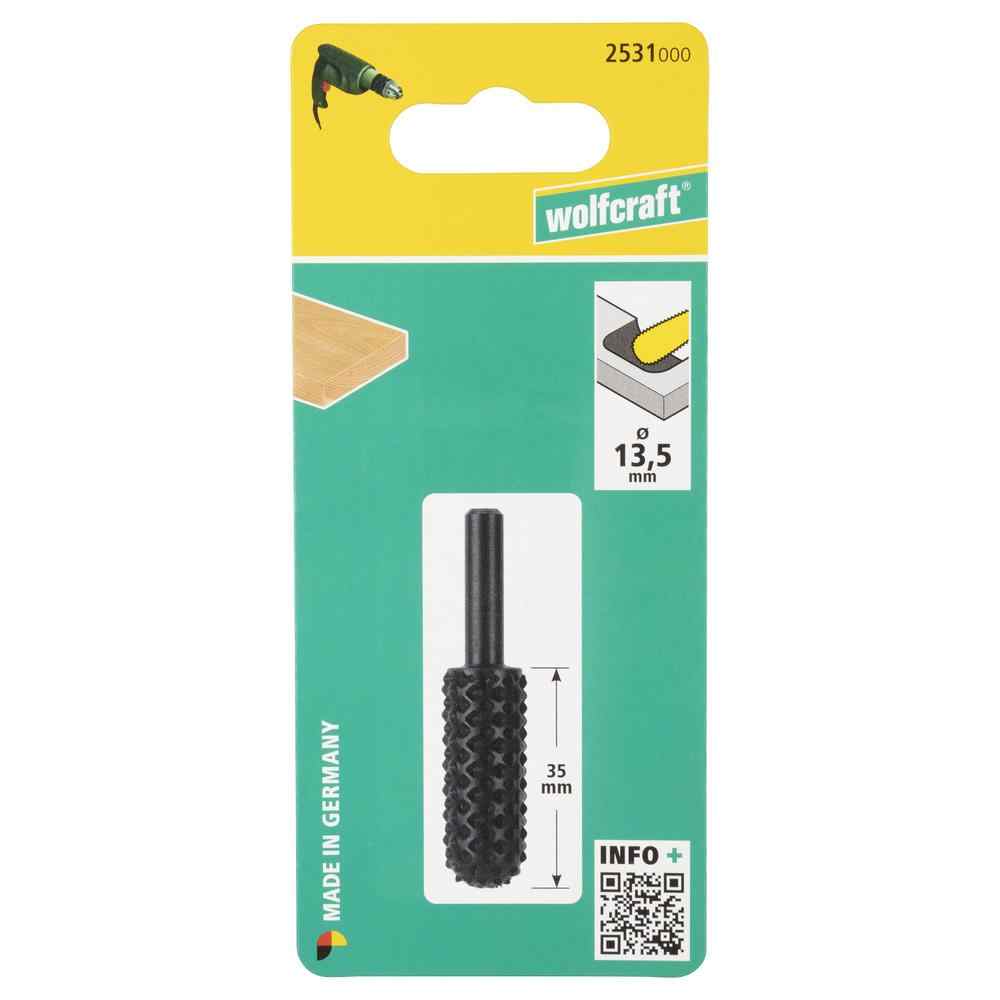 Wolfcraft Turpija Cilindrična Zakrivljena fi 13,5×35/60 mm Prihvat 6,35 mm – 2531000 by Wolfcraft 2531000 Četke, Brusni