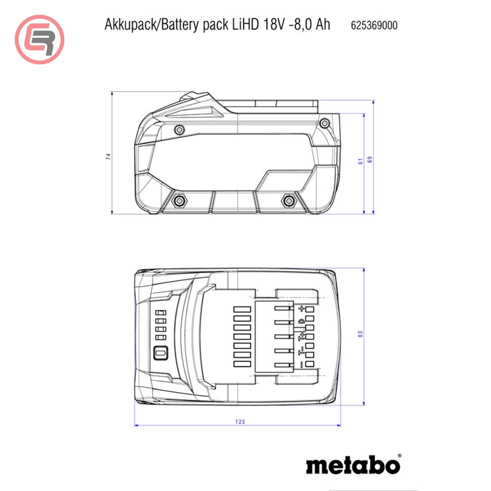 Metabo Baterija 18 V / 8.0 Ah LiHD – 625369000 by Metabo 625369000 Baterije i Punjači - detalj 3