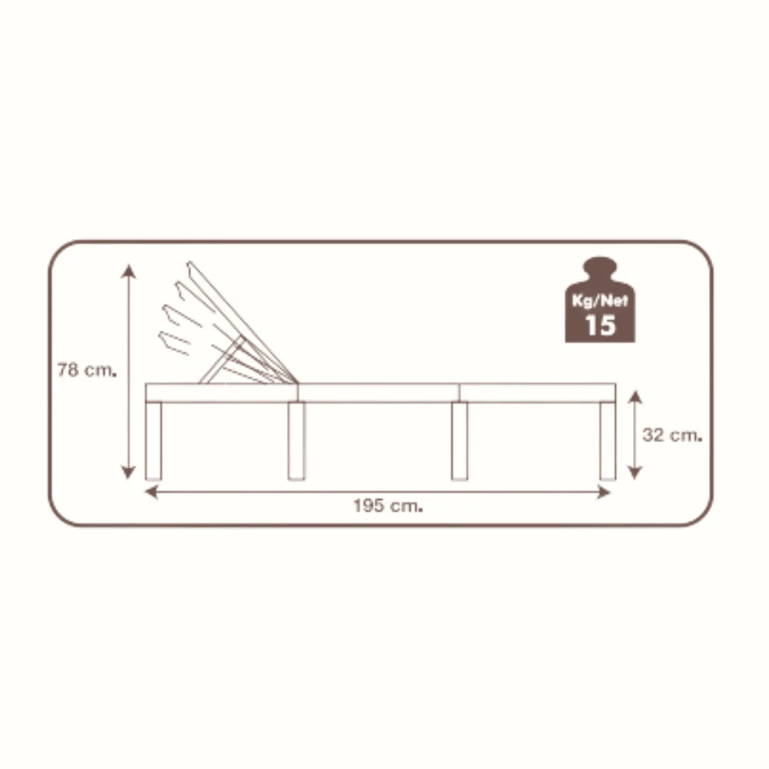 SLOŽIVA LEŽALJKA HAITI SA JASTUKOM 65 x 195 x 78 cm – 5 POLOŽAJA ANTRACIT Vrtna oprema, Baštenski namještaj
