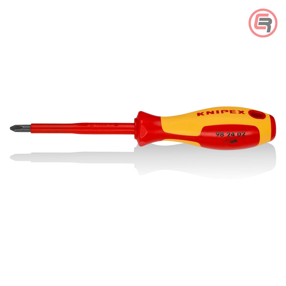 Knipex Odvijač Križni VDE PH2 x 100 / 212 mm 1000V – 98 24 02 by Knipex 98 24 02 Izolovani Alat VDE 1000V