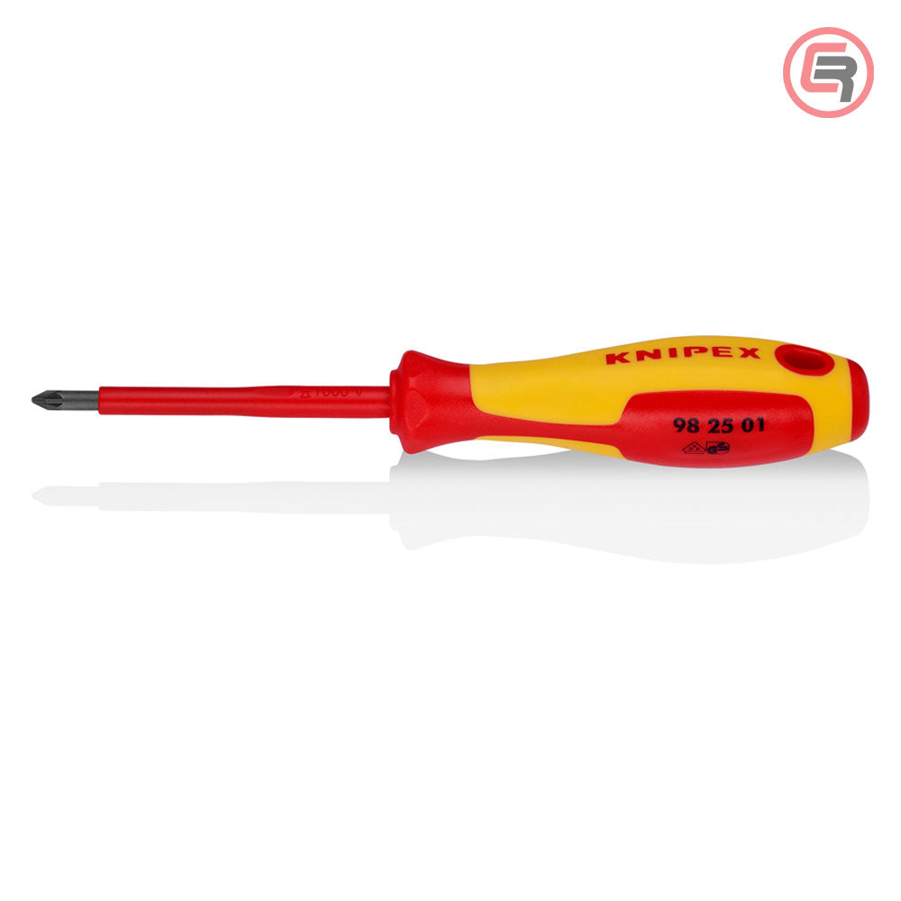 Knipex Odvijač Križni VDE PZ1 x 80 / 187 mm 1000V – 98 25 01 by Knipex 98 25 01 Izolovani Alat VDE 1000V
