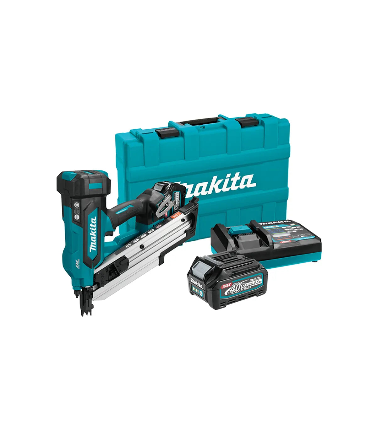 XGT Makita 40V – Aku pištolj za eksere 40 V max u setu sa 2x baterije 2,5 AH, brzim punjačem i koferom BN001GD201 by Makita