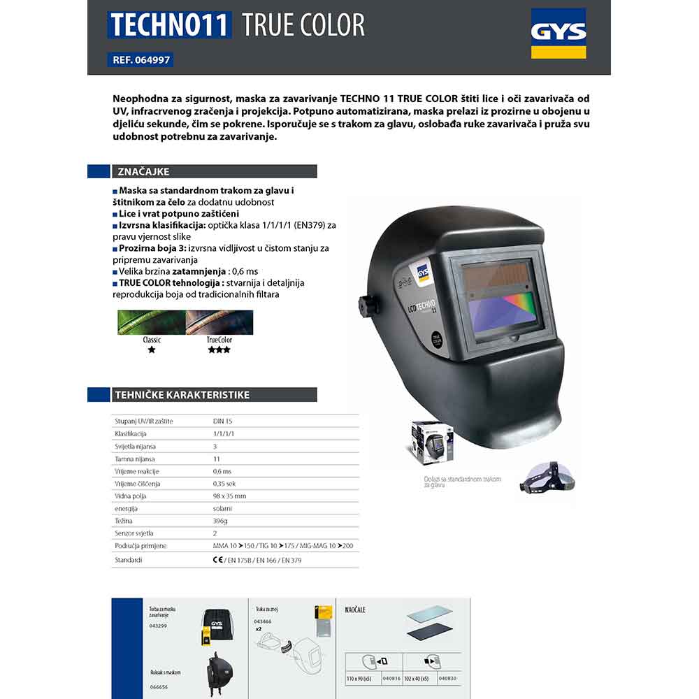 Gys Maska Za Zavarivanje Automatska LCD Techno 11 True Color – 064997 by Gys 064997 Pribor Za Zavarivanje - detalj 6