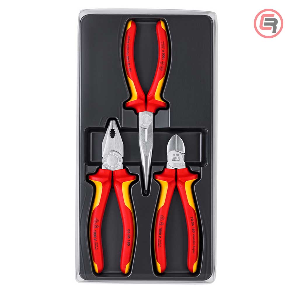 Knipex Set Kliješta Kombinovana + Sječice + Špicasta Ravna 1000V / 3 dijelni – 00 20 12 by Knipex 00 20 12 Garniture /