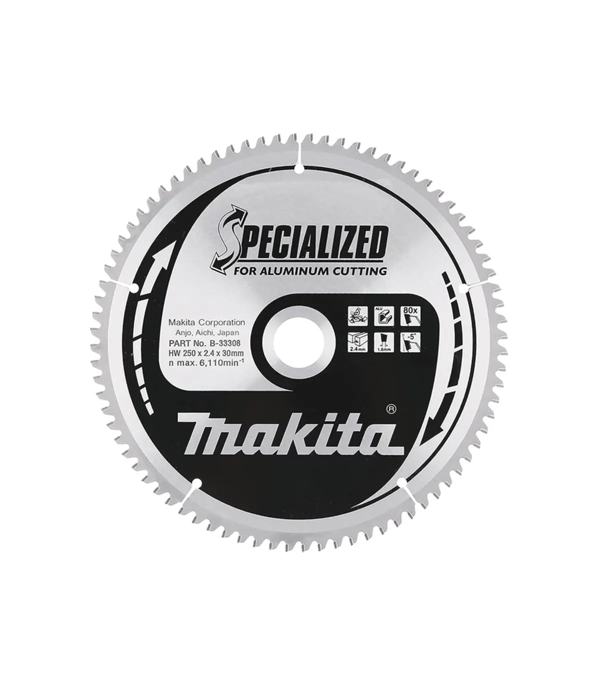 Makita – TCT Specialized list potezne kombinovane pile za aluminijum 250 mm, 250x30x1,8 mm 80Z B-33308 Pribor za pile i cirkulare