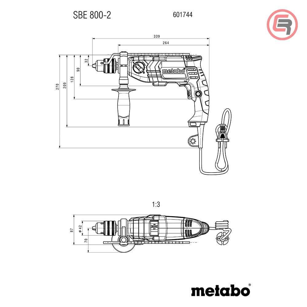 Metabo Bušilica SBE 800 – 2 R + L Vibraciona Elektronik 800 W U Koferu – 601744500 by Metabo 601744500 Bušilice Udarne