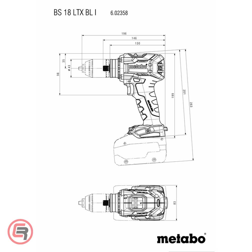 Metabo Bušilica – Odvijač Aku BS 18 LTX BL I 18 V 2 x AKU (5,5 Ah LiHD) ASC 145 + metaBOX 145 L – 602358660 by Metabo