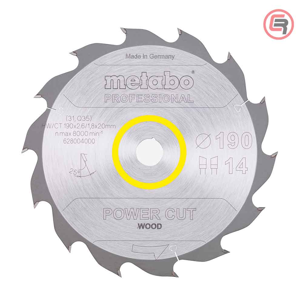 Metabo List Kružne Pile 190 x 2,6 / 1,8 x 20 / Z = 14 Power Cut Wood Professional – 628004000 by Metabo 628004000 Listovi