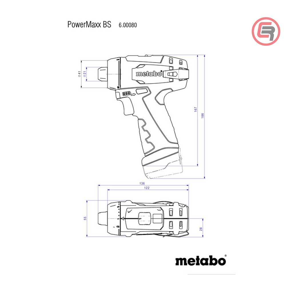 Metabo Bušilica-Odvijač Aku PowerMaxx BS Basic 12V 2xAKU (2,0Ah) LC 24 + Kofer – 600984500 by Metabo 600984500 Aku Bušilice