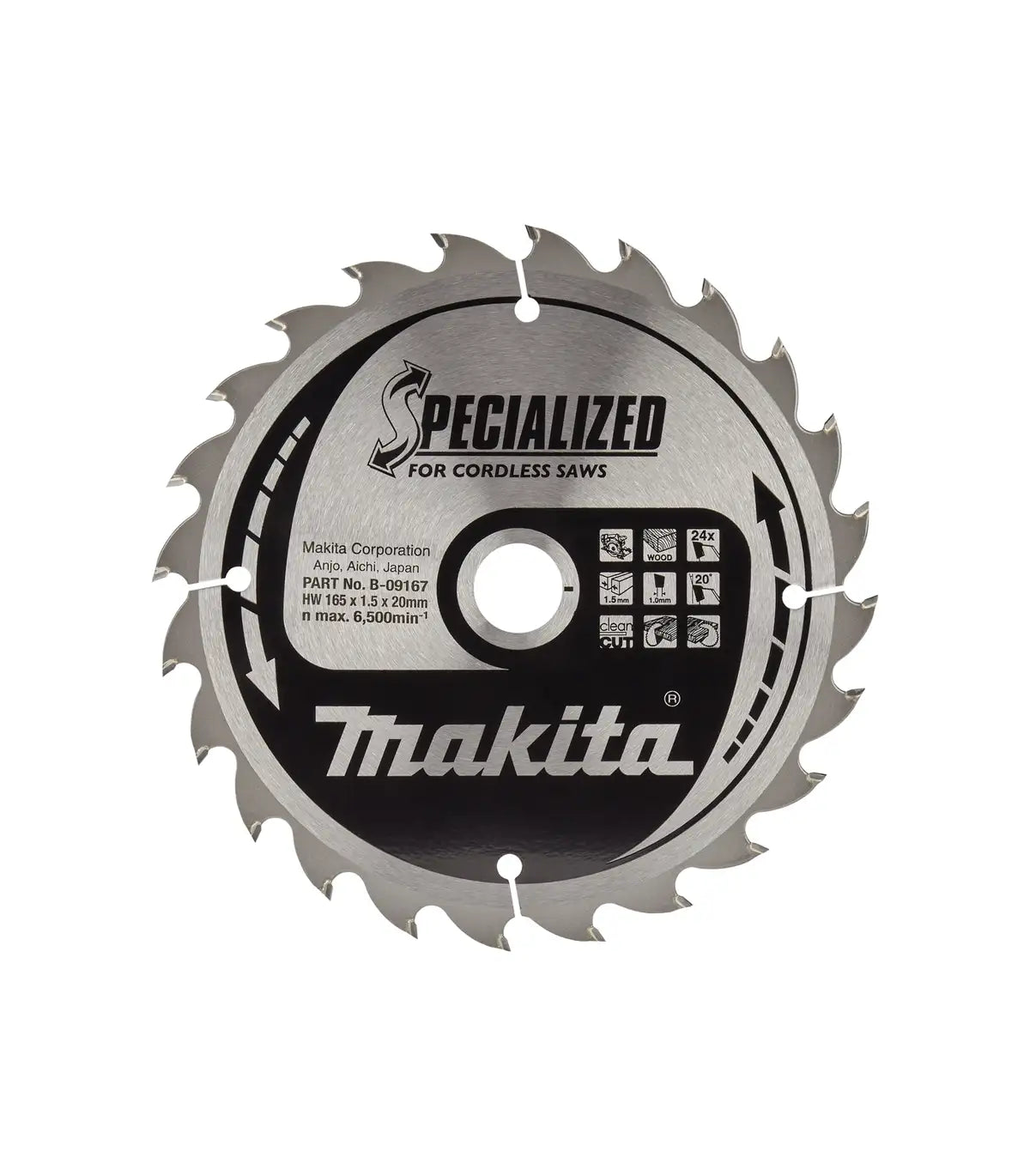 Makita – List / ploča za aku pilu Specialized 165×20 24Z (drvo) B-32904 by Makita Pribor za pile i cirkulare