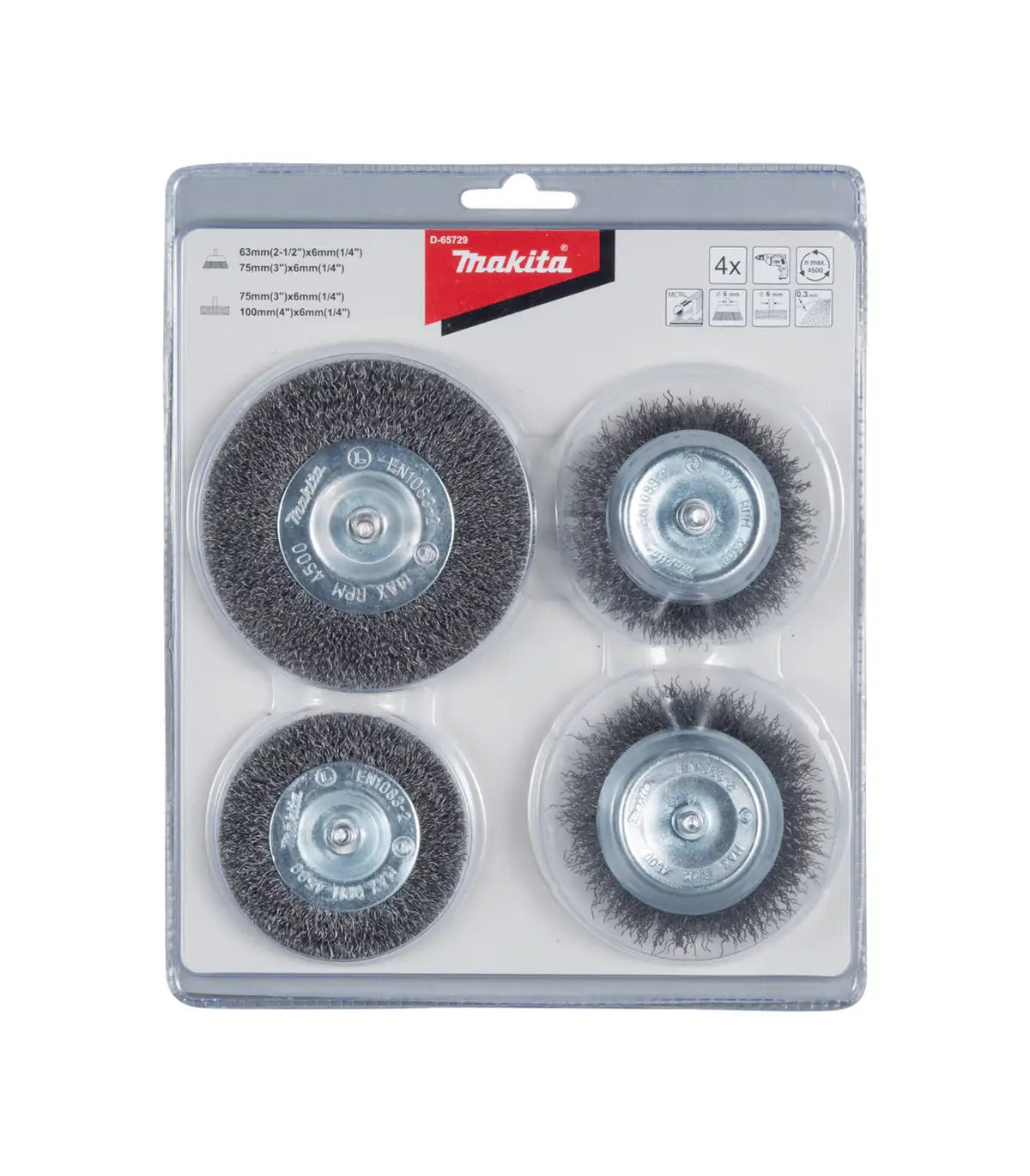 Makita – 4-dijelni set kružnih čeličnih četki 63-100mm D-65729 by Makita Pribor za rezanje, brušenje i poliranje