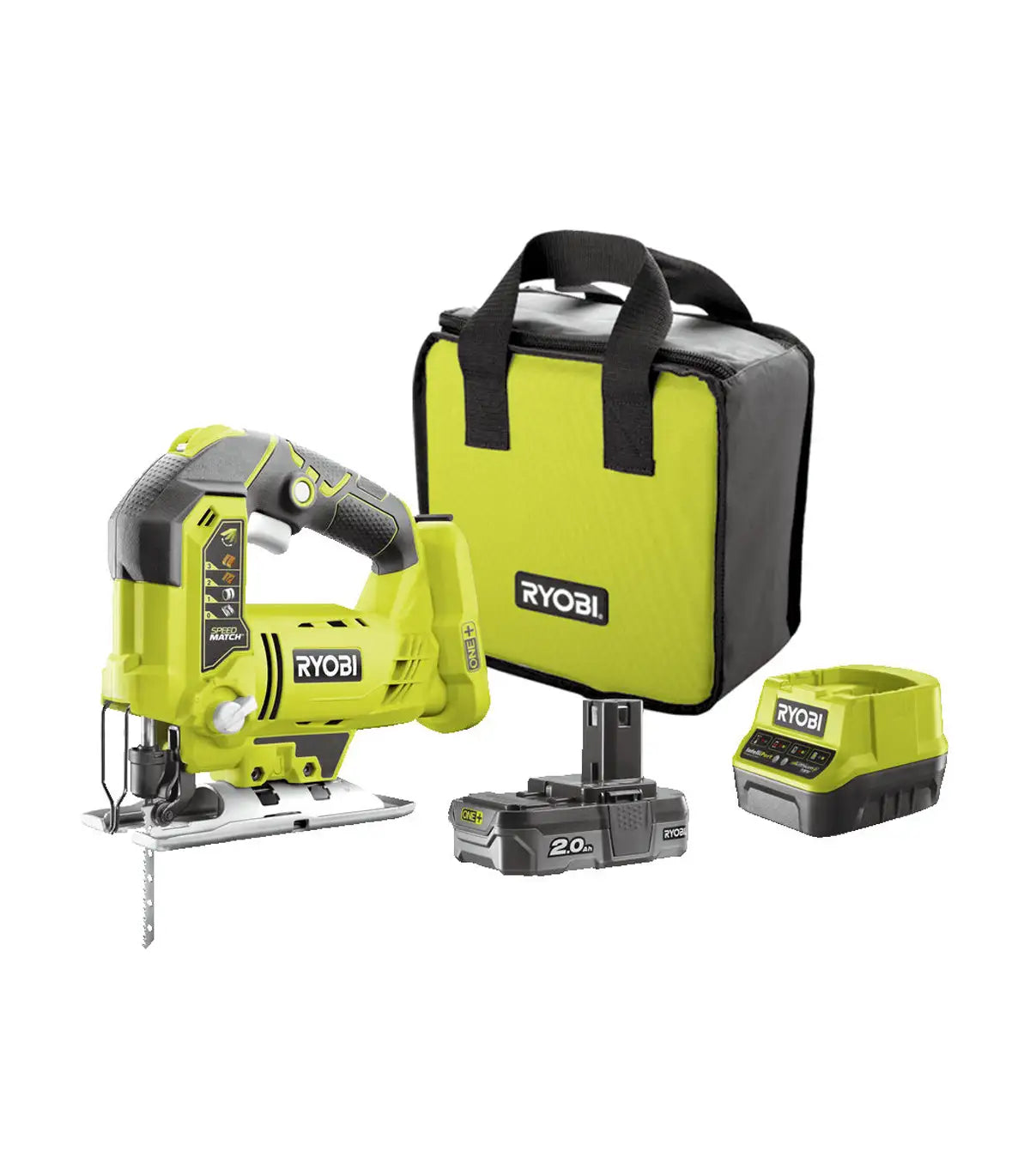 Ryobi – Akumulatorska ubodna pila 18V u setu sa 1x baterijom 2.0 Ah, punjačem i torbom R18JS-120S Aku ubodne pile