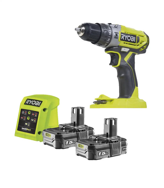 Ryobi – Akumulatorska udarna bušilica 18V ONE+ sa dvije baterije 1.5 Ah i punjačem R18PD2-215G Aku bušilice, odvijači i čekići