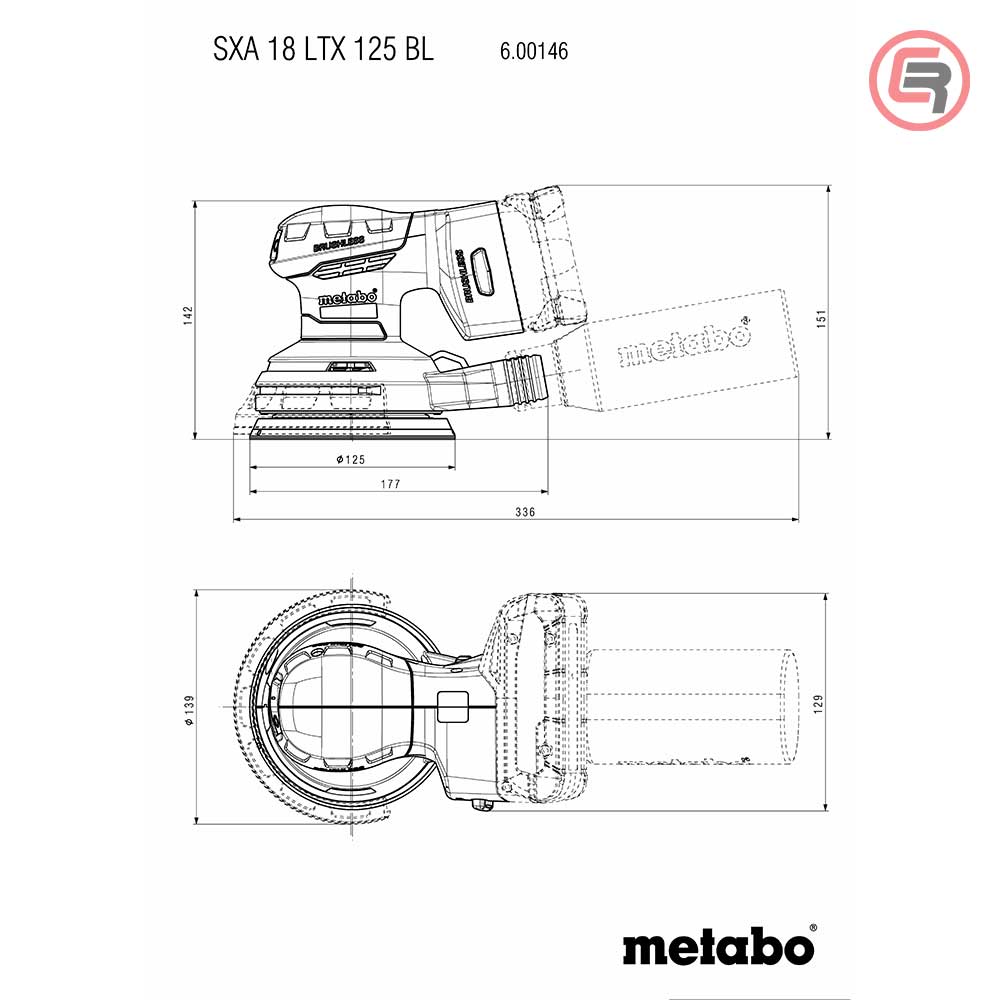 Metabo Brusilica Aku SXA 18 LTX 125 BL Ekscentar 125 mm / 18 V (bez baterija i punjača) – 600146850 by Metabo 600146850 Aku
