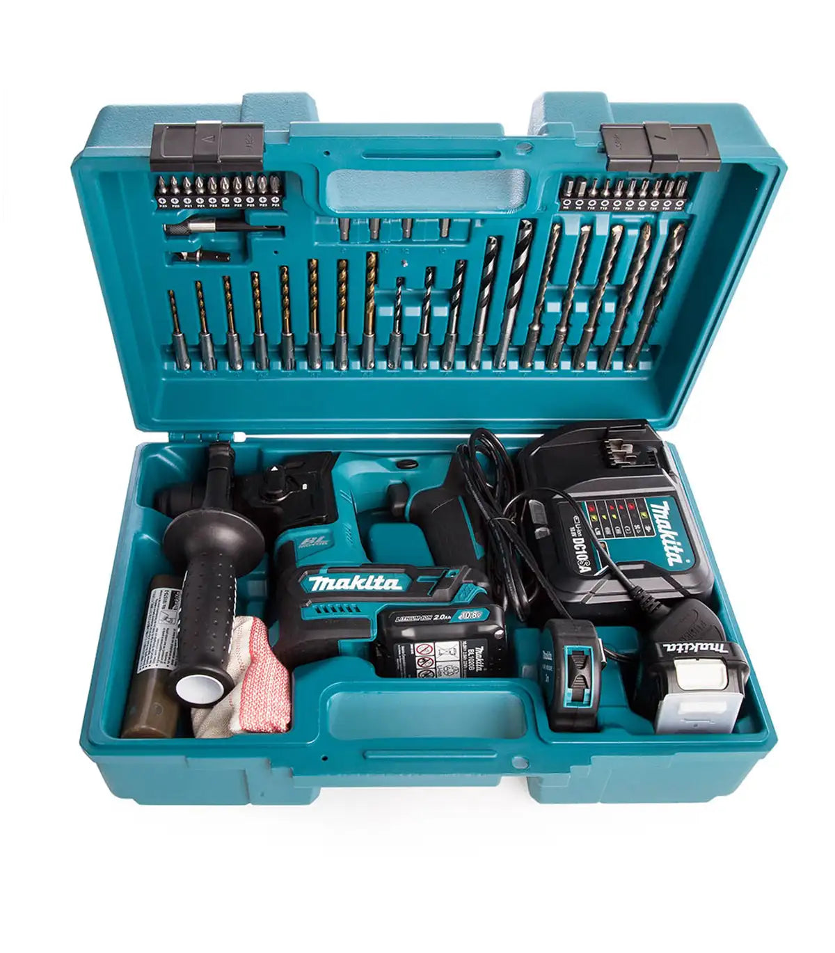 Makita – Akumulatorska bušilica čekić + SET PRIBORA SDS Plus HR166DWAE1 by Makita Aku bušilice, odvijači i čekići