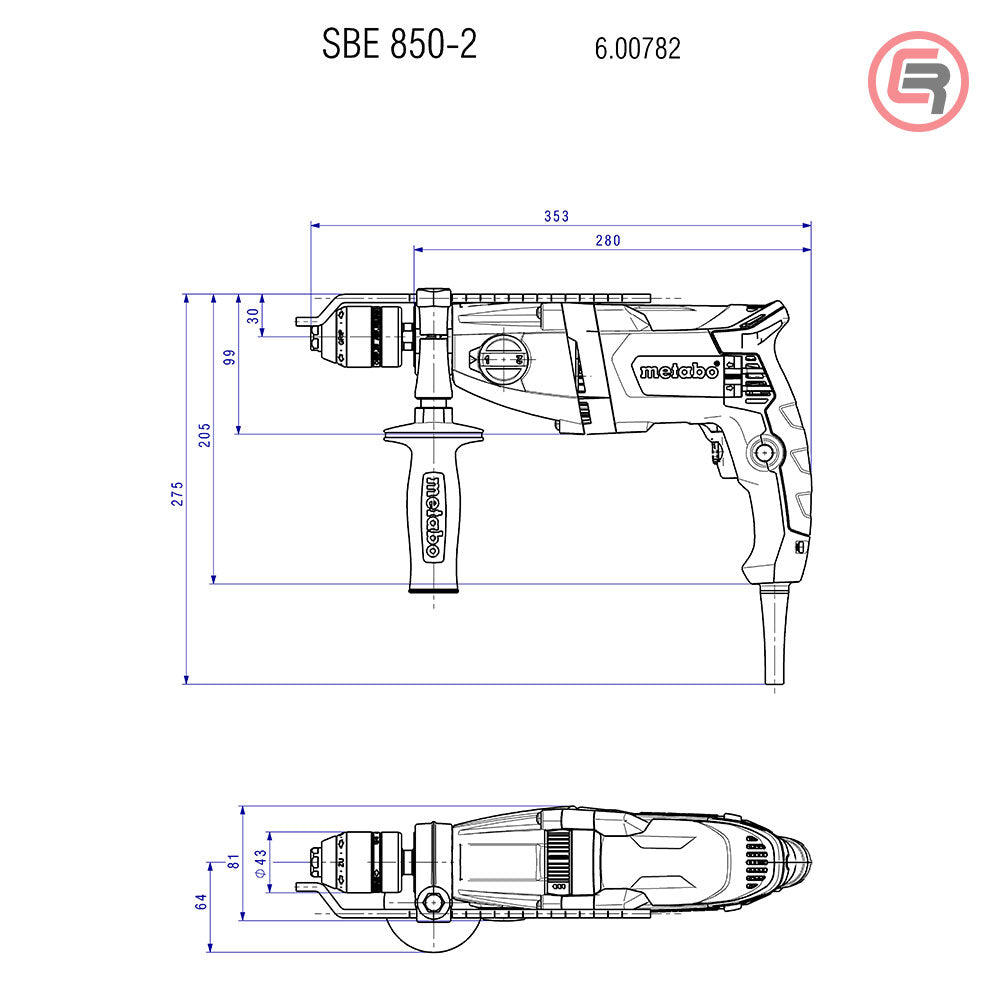Metabo Bušilica SBE 850 – 2 R + L Vibraciona Elektronik 850 W + metaBOX 145 L – 600782500 by Metabo 600782500 Bušilice