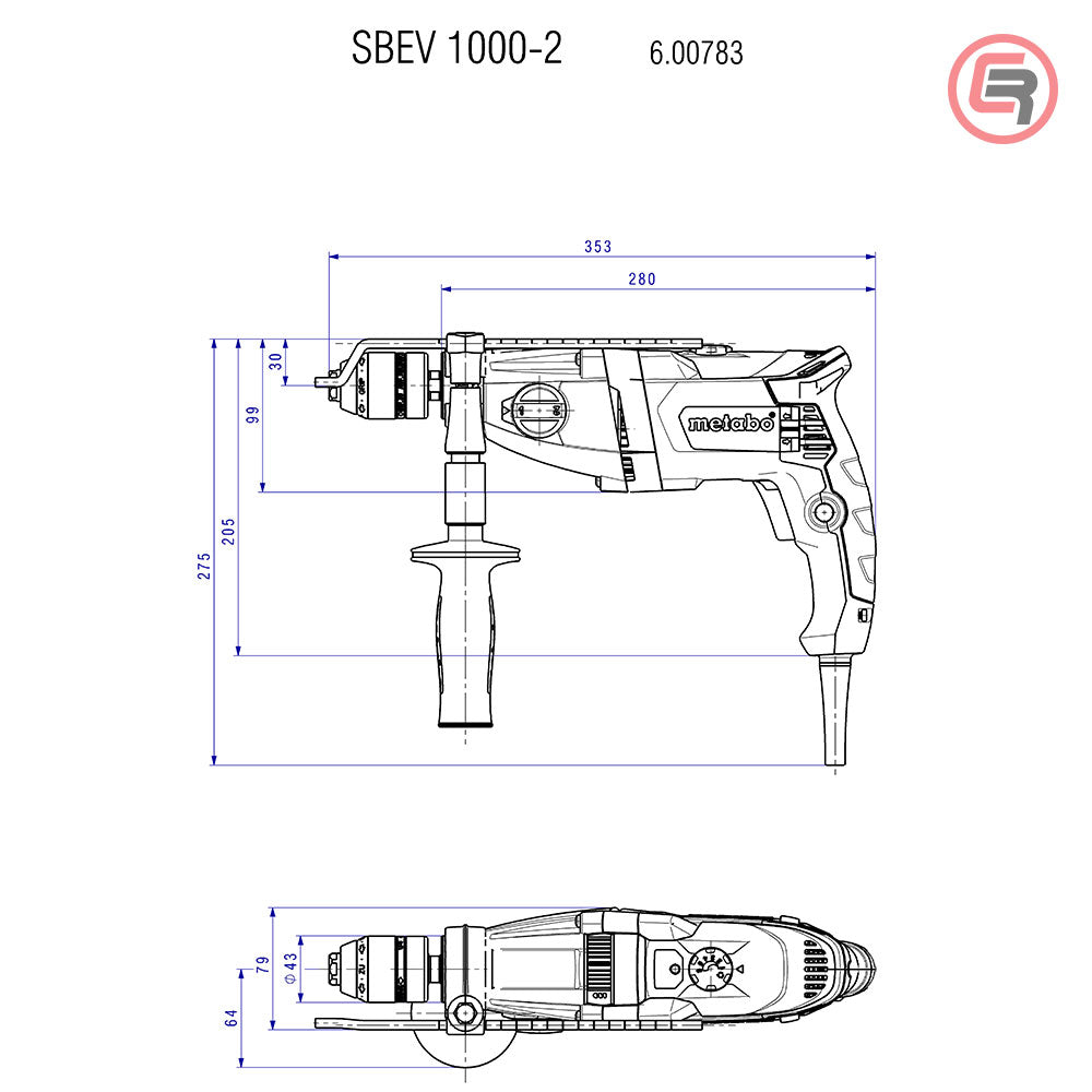 Metabo Bušilica SBEV 1000-2 S R+L Vibraciona Elektronik 1.010 W + metaBOX 145 L – 600783500 by Metabo 600783500 Bušilice