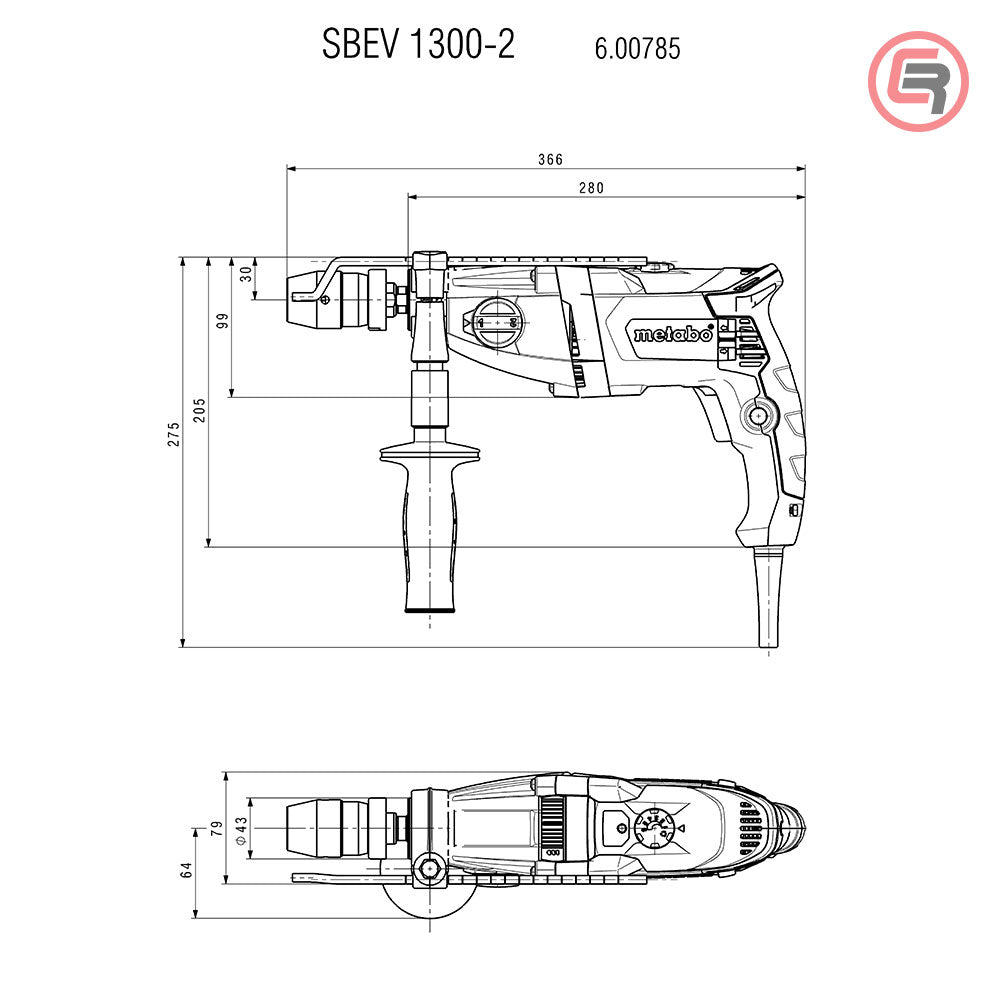 Metabo Bušilica SBEV 1300-2 R+L Vibraciona Elektronik 1.300 W + metaBOX 145 L – 600785500 by Metabo 600785500 Bušilice