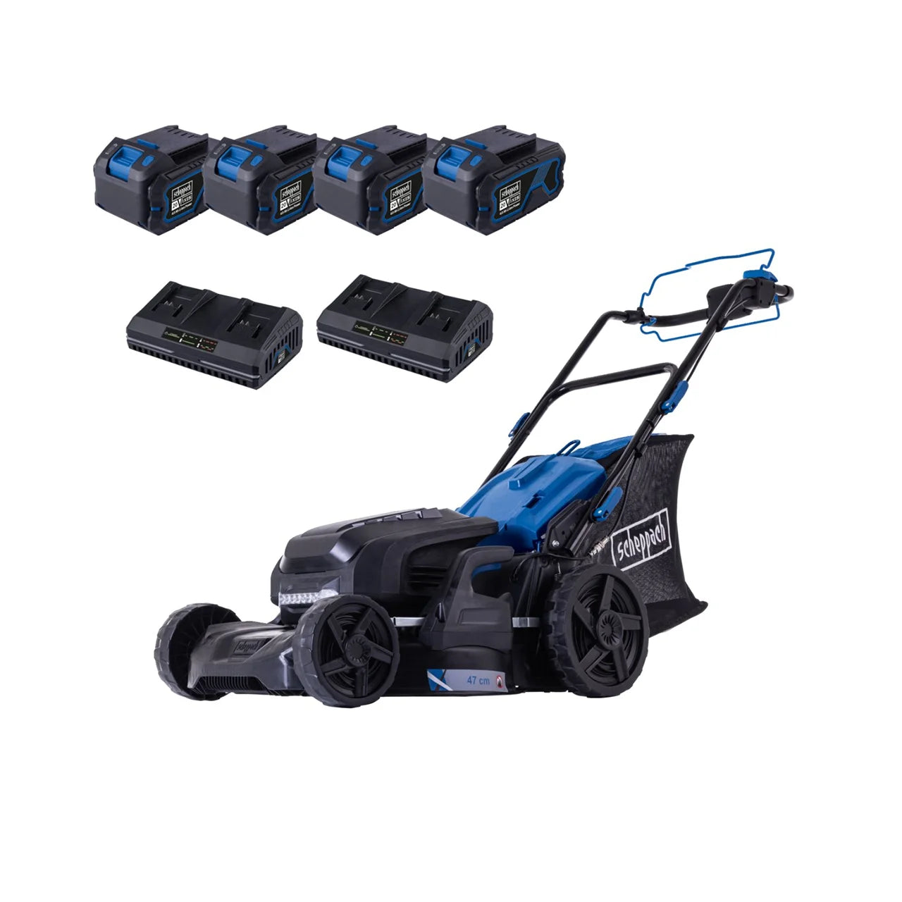 Scheppach samohodna aku kosačica kosilica Brushless IXES BC-MP470-X – SET XLx2 4x4Ah - Scheppach - BC-MP470-X - Vrt i
