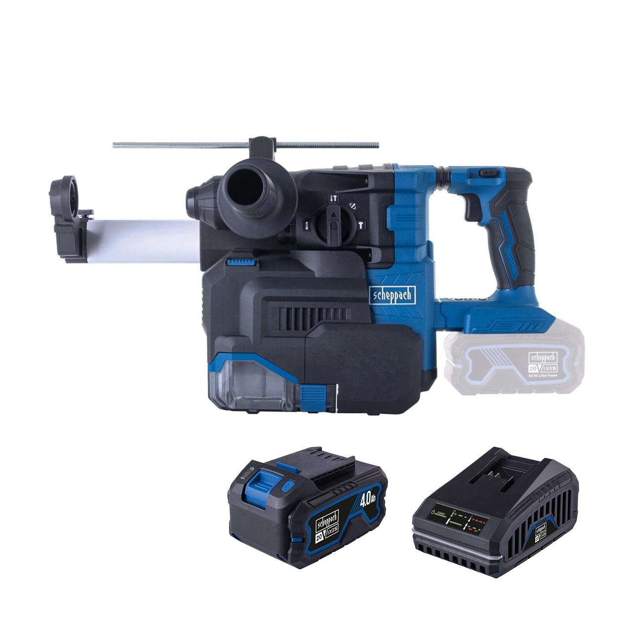 Scheppach aku udarni čekić bušilica SDS+ sa ussivačem Brushless IXES BC-DH300DFS-XSS4 - Scheppach - BC-DH300DFS-XSS4