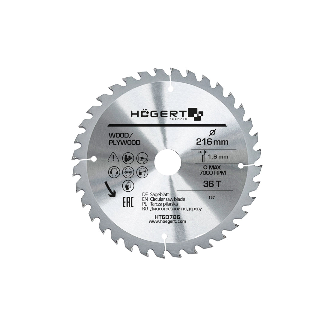 HOEGERT list kružne pile/cirkulara za drvo 216 mm 36 Z HT6D786 - Hoegert - HT6D786 - Pribor za elektro alate > Pribor za