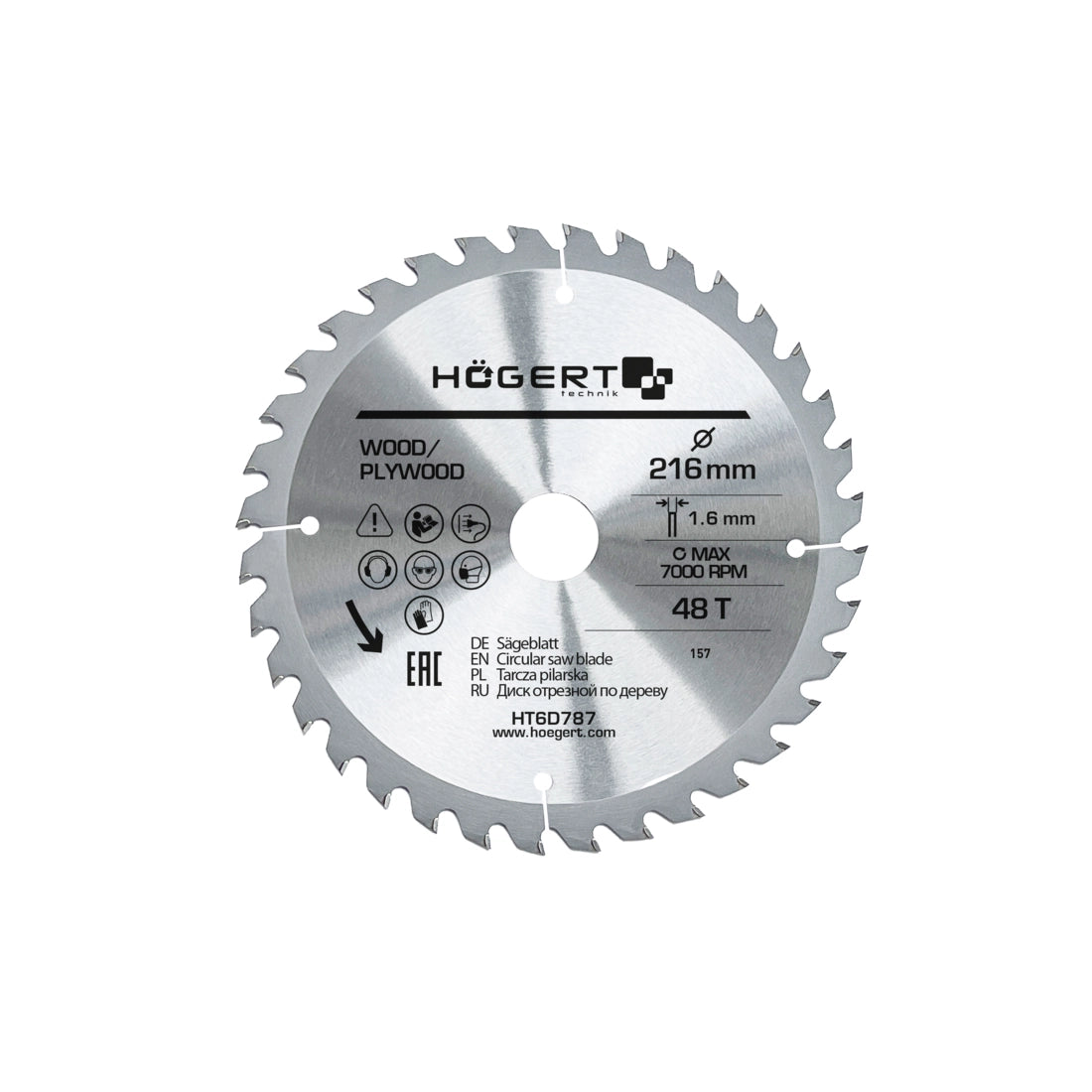 HOEGERT list kružne pile/cirkulara za drvo 216 mm 48 Z HT6D787 - Hoegert - HT6D787 - Pribor za elektro alate > Pribor za
