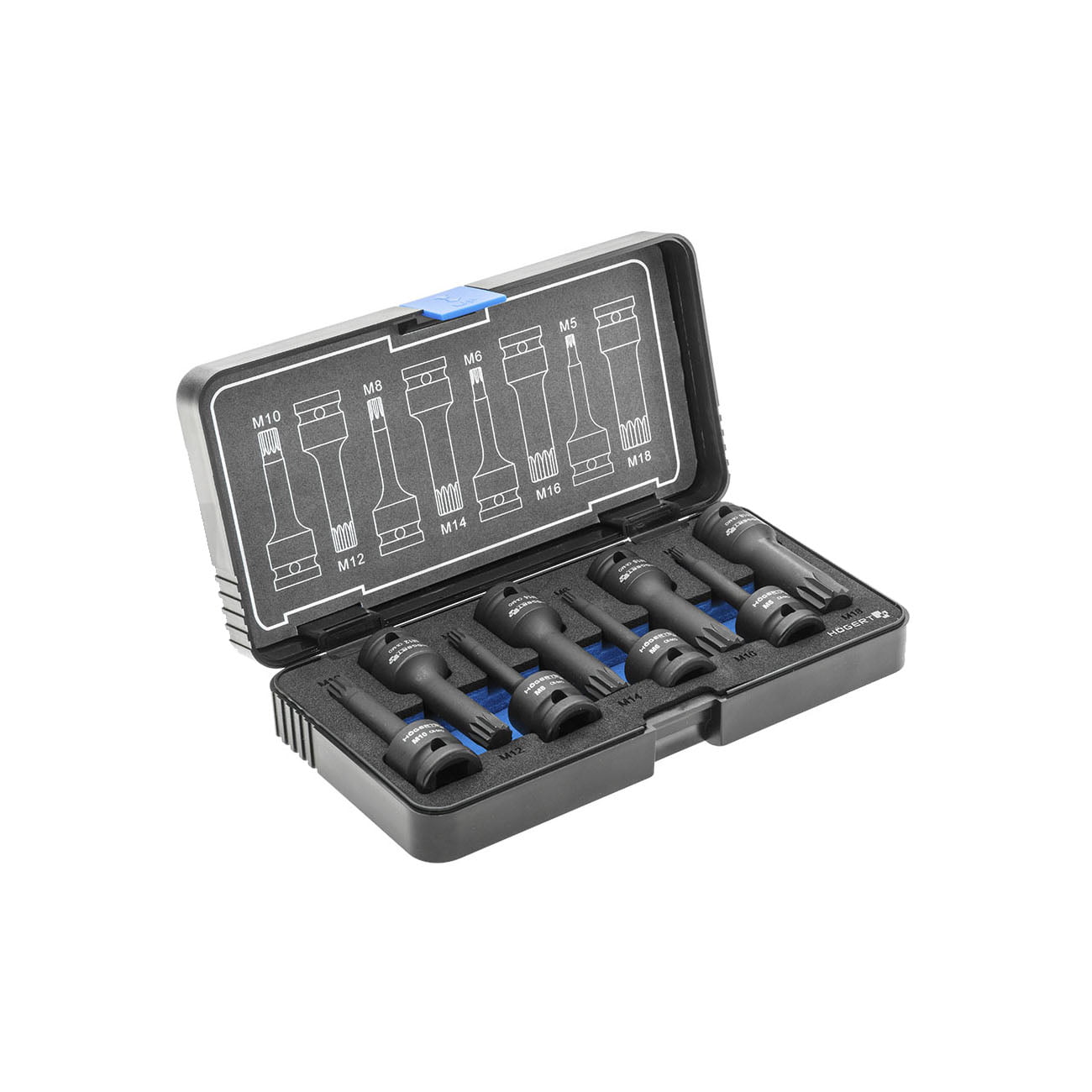 HOEGERT 8-dijelni set udarnih nasadnih SPLINE ključeva 1/2 CrMo HT6R006 - Hoegert - HT6R006 - Ručni alat > Gedore - nasadni