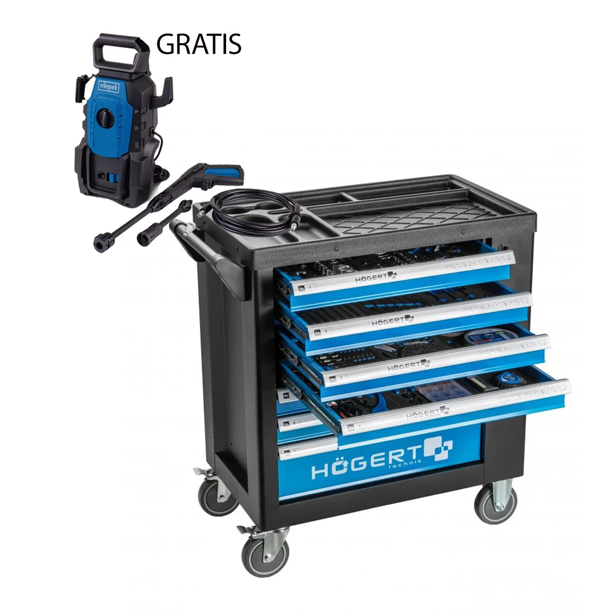 Hoegert SET kolica za alat sa 7 ladica i 544 komada pribora HT7G050 - Hoegert - HT7G050 - Ručni alat > Torbe, koferi i