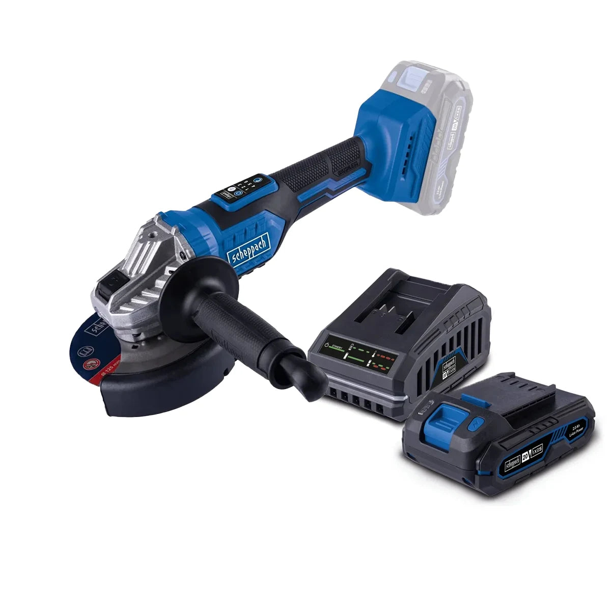 Scheppach SET aku ugaona kutna brusilica Brushless IXES BC-AG125-XSS2 - Scheppach - BC-AG125-XSS2 - Akumulatorski alati >