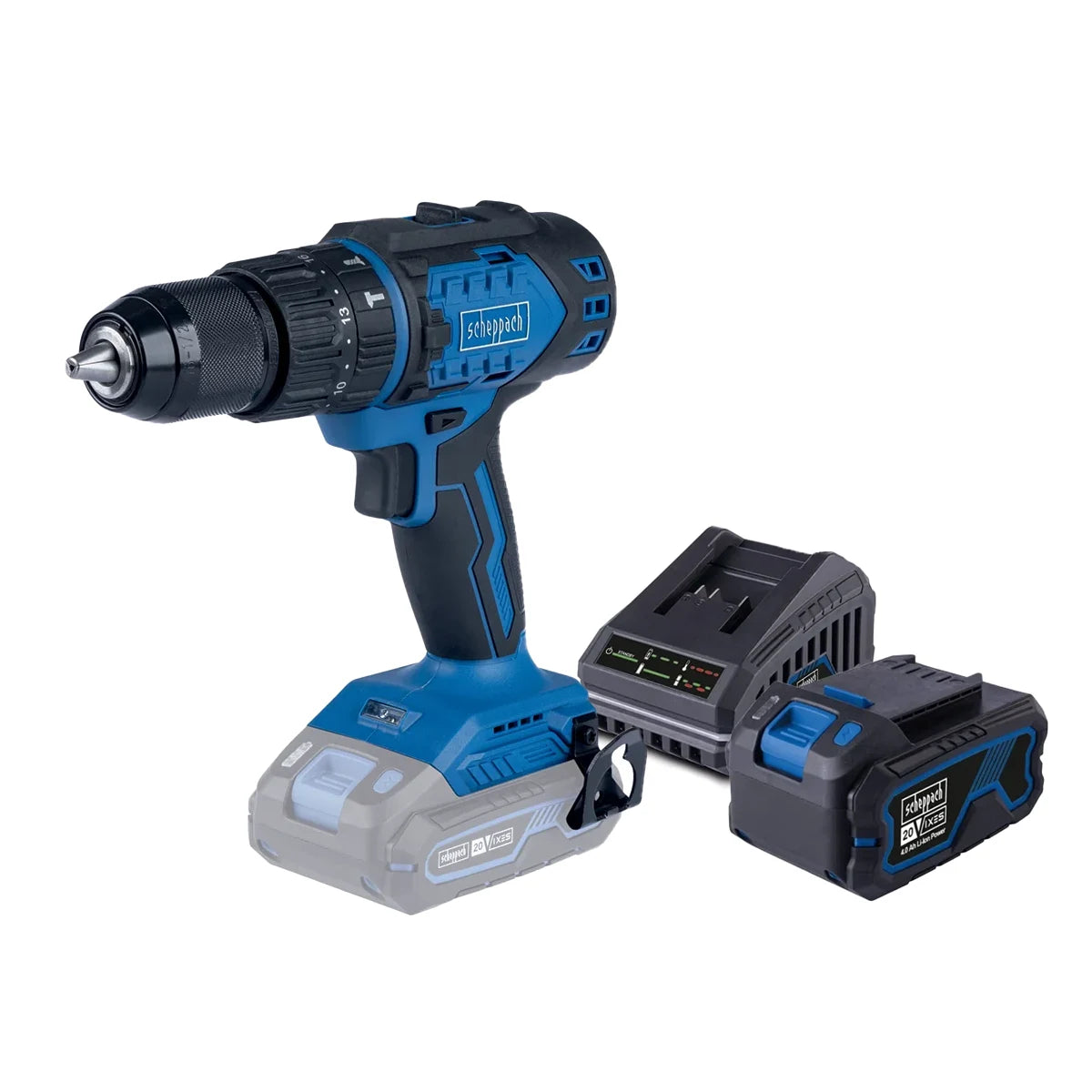 Scheppach SET aku udarna bušilica odvijač Brushless IXES BC-CD60-XSS4 - Scheppach - BC-CD60-XSS4 - Akumulatorski alati >