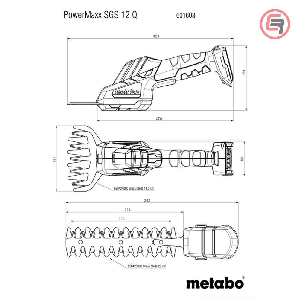 Metabo Makaze / Škare Za Grmlje i Travu Aku PowerMaxx SGS 12 Q / 12 V (bez baterija i punjača) – 601608850 by Metabo