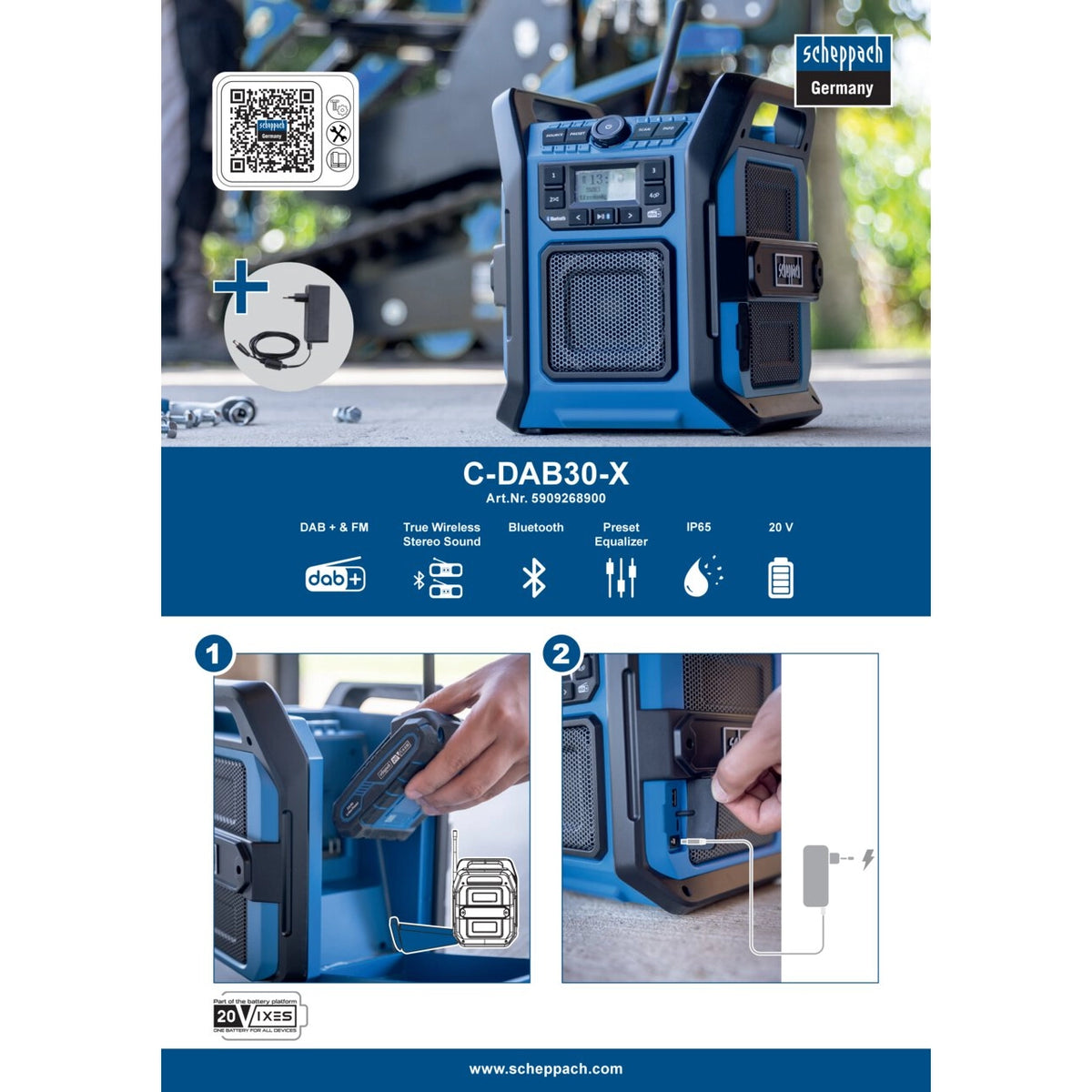 Scheppach aku radio IXES C-DAB30-X – SET S 1x2Ah - Scheppach - C-DAB30-X - SET S 1x2Ah - Akumulatorski alati > Aku radio /