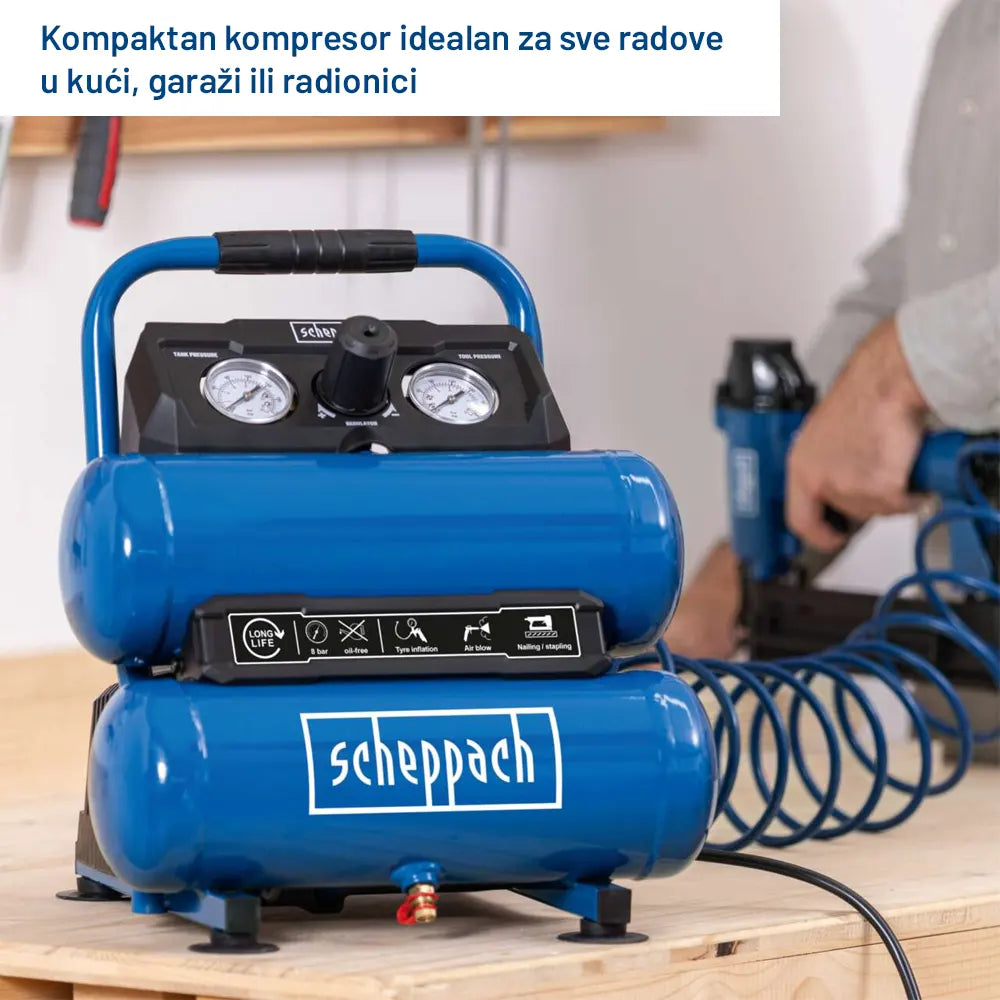 Scheppach bezuljni kompresor za vazduh HC10-Twin - Scheppach - HC10-Twin 7.5 litara - Kompresori i zračni alat > Kompresori