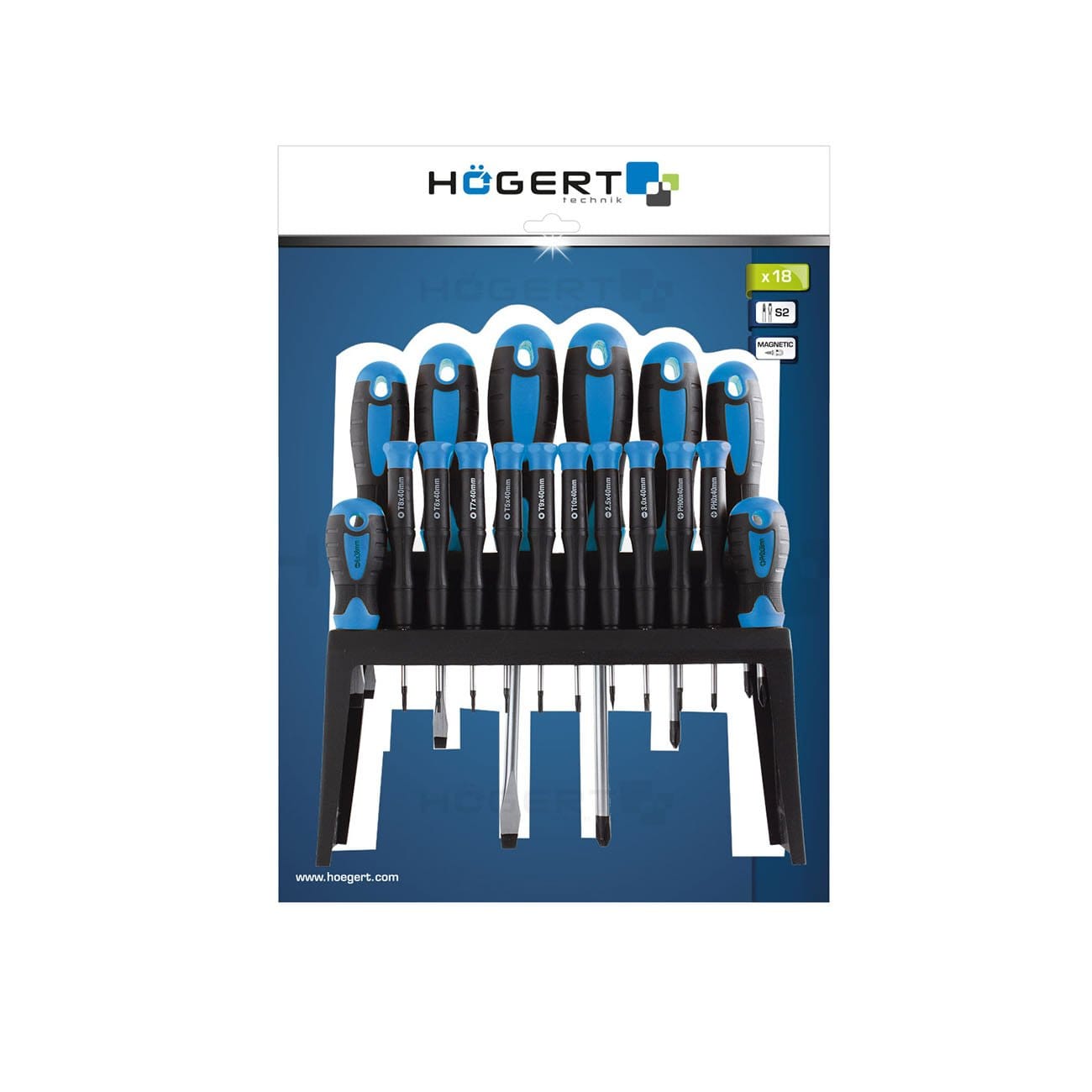 HOEGERT 18-dijelni set odvijača S2 HT1S098 - Hoegert - HT1S098 - Ručni alat > Šrafcigeri/odvijači - detalj 2