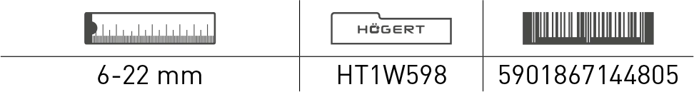 HOEGERT 8-dijelni set okastih ključeva 6-22 mm HT1W598 - Hoegert - HT1W598 - Ručni alat > Ključevi - detalj 3