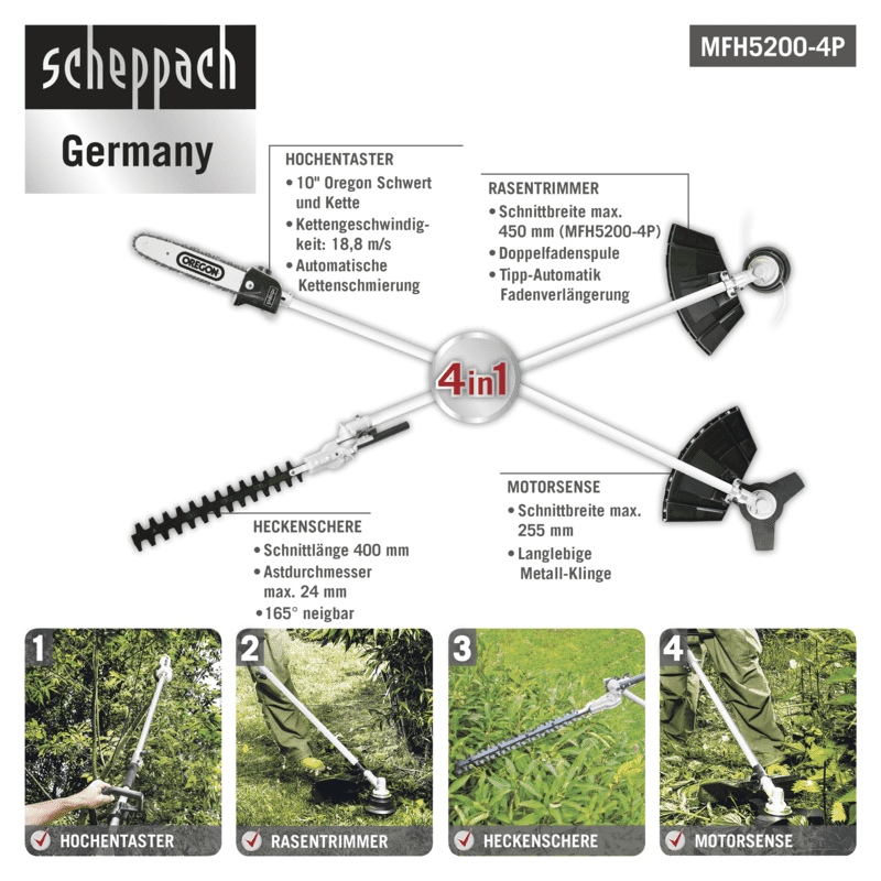 Scheppach motorni multifunkcionalni trimer MFH5200-4P 1.8 KS - Scheppach - MFH5200-4P - Vrt i poljoprivreda > Trimeri/kose