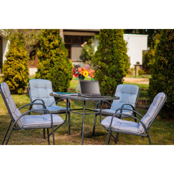 Baštenski set Veneto sto+4stolice sa jastucima crno/sivi - Metalni setovi - SKU 078518