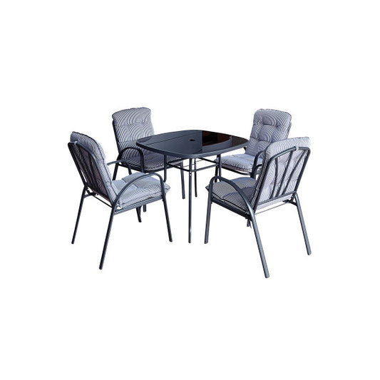 Baštenski set Veneto sto+4stolice sa jastucima crno/sivi - Metalni setovi - SKU 078518