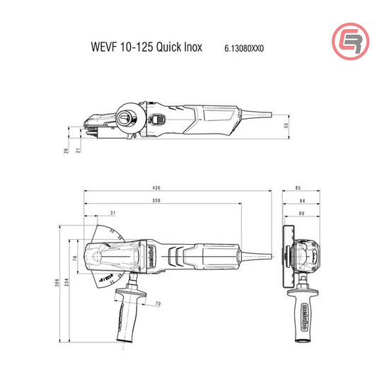 Metabo Brusilica WEVF 10-125 Quick Inox Kutna Sa Ravnom Glavom 43* / 125 mm / 1.000 W – 613080000 by Metabo 613080000 Alati