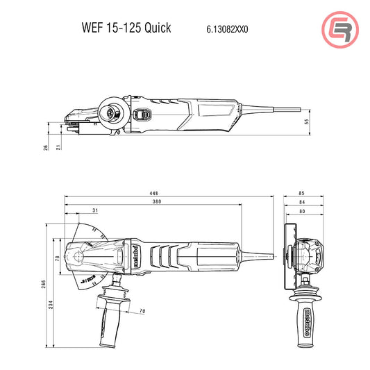 Metabo Brusilica WEF 15-125 Quick Kutna Sa Ravnom Glavom 43* / 125 mm / 1.550 W – 613082000 by Metabo 613082000 Kutne