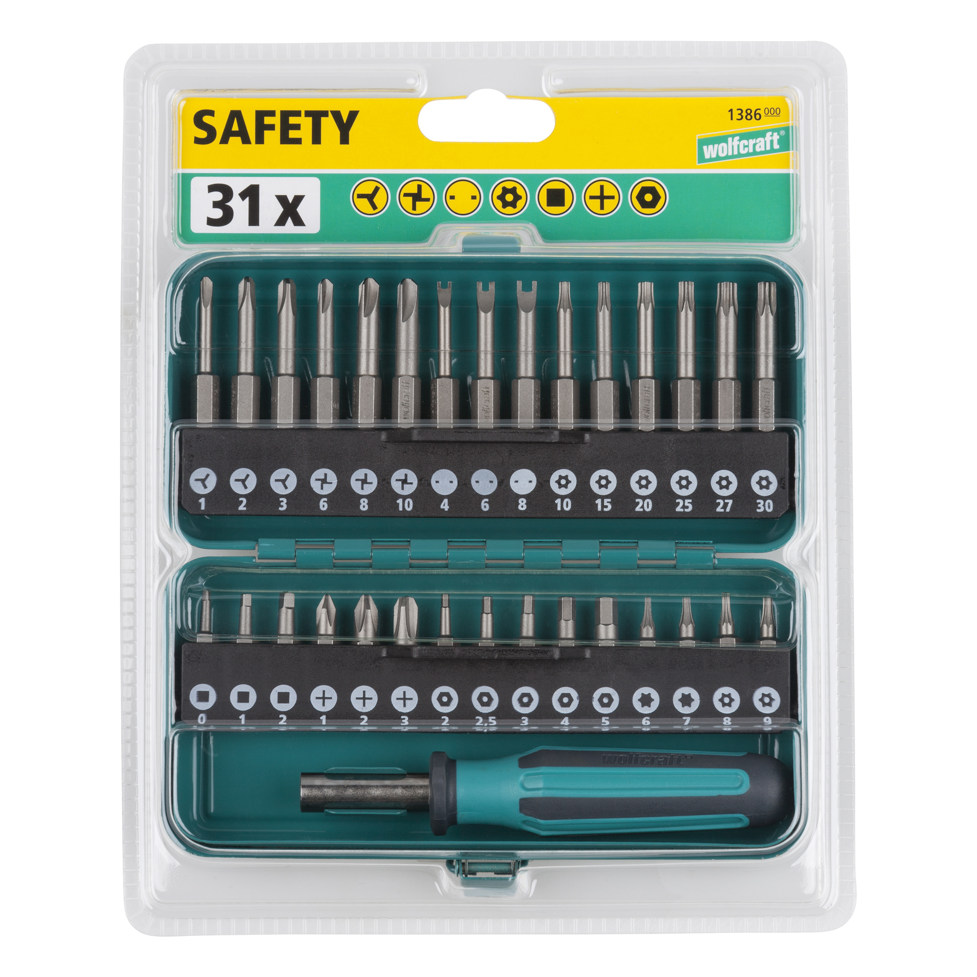 Wolfcraft Set Bit Nastavaka + Ručka “30 SOLID” Kombi / 31 dijelni – 1386000 by Wolfcraft 1386000 Garniture / Setovi Pribora